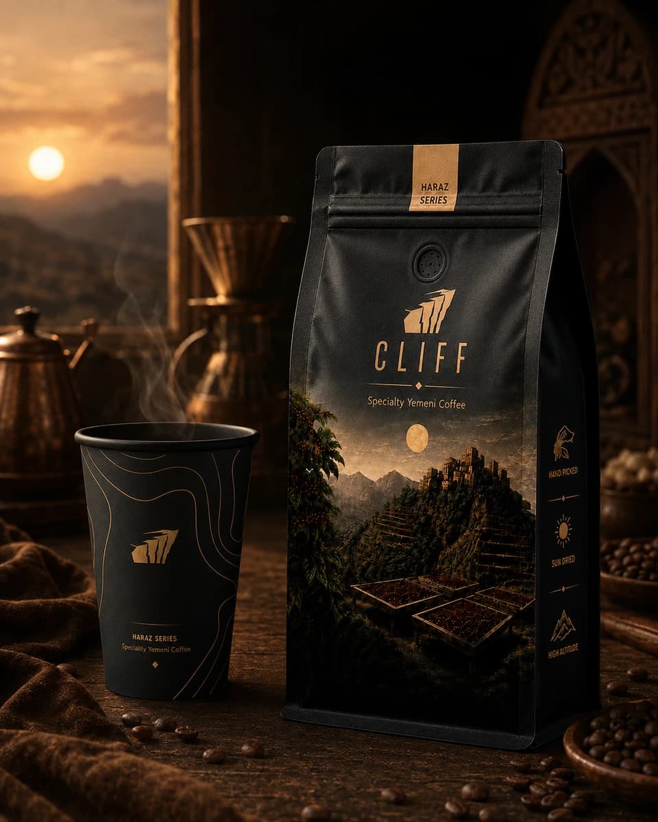 CLIFF Haraz Series 250g pack — luxury dark packaging detail